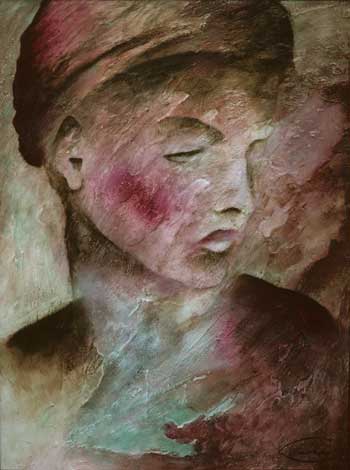 Marble relief Lady in Red  affiliated with artnxs.com the future link to top art galleries in London, Paris, Rome and Geneva.